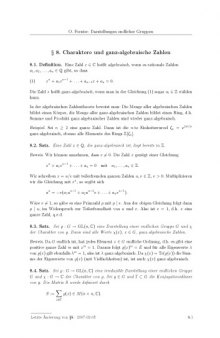 Charaktere und ganz-algebraische Zahlen [Lecture notes]