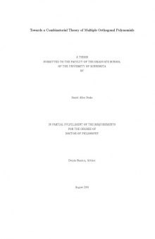 Towards a Combinatorial Theory of Multiple Orthogonal Polynomials [PhD thesis]