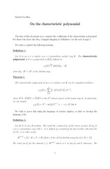 On the characteristic polynomial [expository notes]