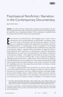 Postclassical Nonfiction; Narration in the Contemporary Documentary