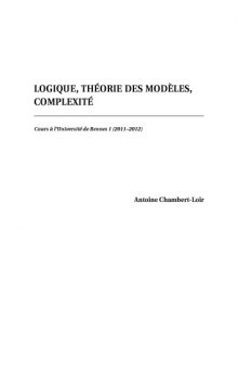 Logique, théorie des modèles, complexité [Lecture notes]