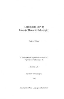 A Preliminary Study of Kharoṣṭhī Manuscript Paleography