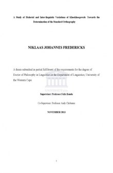 A Study of Dialectal and Inter-linguistic Variations of Khoekhoegowab: Towards the Determination of the Standard Orthography