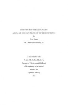 Instruction from the Book of Creation: Animals and Mendicant Preaching in the Thirteenth Century