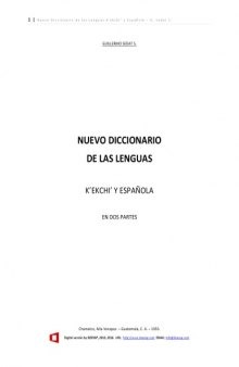 Nuevo Diccionario de las Lenguas K’ekchi’ y Española