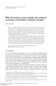 Why derivatives need models: the political economy of derivative valuation models [article]