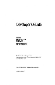 Delphi 7 for Windows. Developer’s Guide