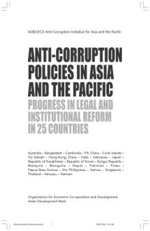 Anti-Corruption Policies in Asia and the Pacific : Legal and Institutional Reform in 25 Countries