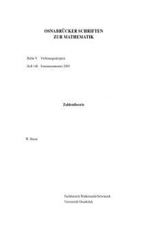 Zahlentheorie [lecture notes]