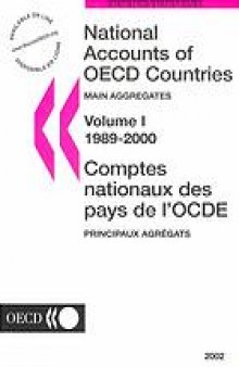 National accounts of OECD countries 1989-2000 = Comptes nationaux des pays de l’OCDE 1989-2000. Volume 1, Main aggregates = Principaux agrégats : 2002