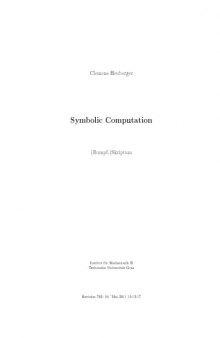 Symbolic Computation [Lecture notes]