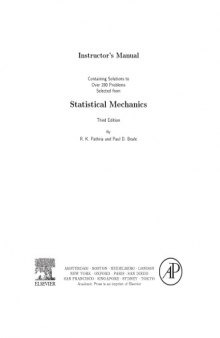 Instructor’s Manual - Statistical Mechanics