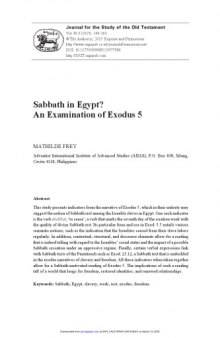 Sabbath in Egypt? An examination of exodus 5