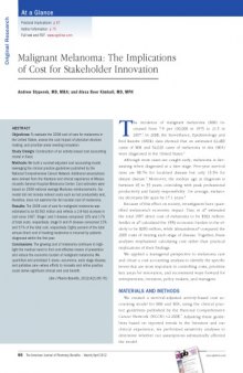 Malignant melanoma: The implications of cost for stakeholder innovation