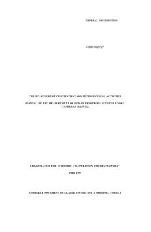 Measurement of Scientific and Technological Activities : Manual on the Measurement of Human Resources Devoted to S & T - Canberra Manual