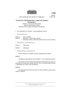 Particle size distribution/ fibre length and diameter distributions