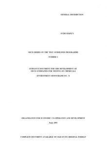 Guidance Document for the Development of OECD Guidelines for Testing of Chemicals