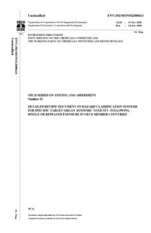 Detailed Review Document on Hazard Classification Systems for Specific Target Organ Systemic Toxicity Following Single or Repeated Exposure in OECD Member Countries