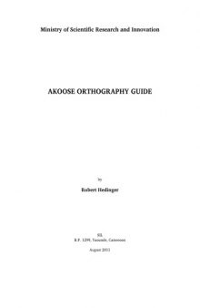 Akoose Orthography Guide