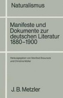 Manifeste und Dokumente zur deutschen Literatur 1880–1900