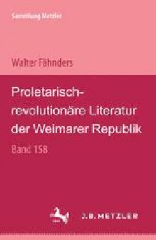 Proletarisch — revolutionäre Literatur der Weimarer Republik