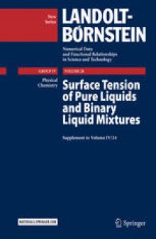 Surface Tension of Pure Liquids and Binary Liquid Mixtures: Supplement to Volume IV/24