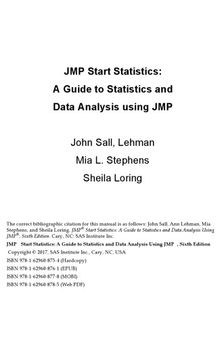 JMP Start Statistics. A Guide to Statistics and Data Analysis using JMP