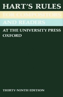 Hart’s Rules for Compositors and Readers at the University Press, Oxford