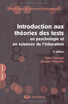 Introduction aux théories des tests en psychologie et sciences de l’éducation