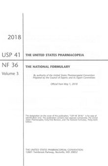 U.S. Pharmacopeia National Formulary 2018: USP 41 NF