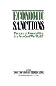 Economic Sanctions: Panacea Or Peacebuilding In A Post-cold War World?