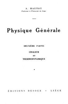 Physique générale - 2 - Chaleur et thermodynamique