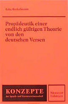 Propädeutik einer endlich gültigen Theorie von den deutschen Versen