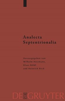 Analecta Septentrionalia: Beiträge zur nordgermanischen Kultur- und Literaturgeschichte