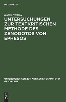 Untersuchungen zur textkritischen Methode des Zenodotos von Ephesos