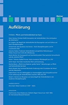 Pflicht und Verbindlichkeit bei Kant. Quellengeschichtliche, systematische und wirkungsgeschichtliche Beiträge