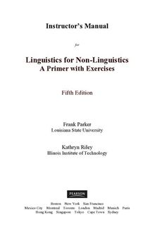 Instructor's Manual for Linguistics for Non-Linguistics: A Primer with Exercises