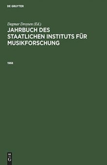 Jahrbuch des Staatlichen Instituts Für Musikforschung, 1968