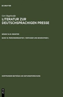 Literatur zur deutschsprachigen Presse - Eine Bibliographie: Von den Anfängen bis 1970 - Register