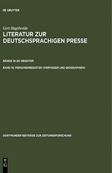 Literatur zur deutschsprachigen Presse - Eine Bibliographie: Von den Anfängen bis 1970 - Register