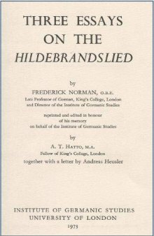 Three Essays on the Hildebrandslied