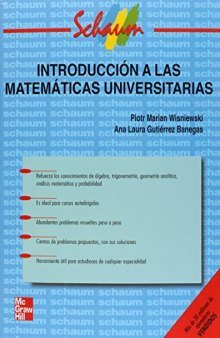 Introduccion a Las Matematicas Universitarias (Spanish Edition)