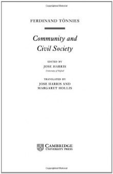 Tönnies: Community and Civil Society (Cambridge Texts in the History of Political Thought)