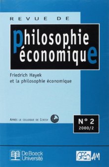 Philosophie economique : Hayek et la philosophie economique