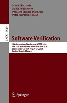 Software Verification: 12th International Conference, VSTTE 2020, and 13th International Workshop, NSV 2020, Los Angeles, CA, USA, July 19-21, 2020, Revised Selected Papers