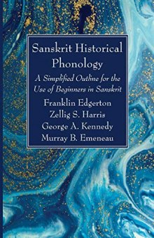 Sanskrit Historical Phonology: A Simplified Outline for the Use of Beginners in Sanskrit