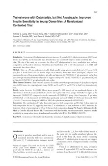 [Article] Testosterone with dutasteride, but not anastrazole, improves insulin sensitivity in young obese men: a randomized controlled trial.