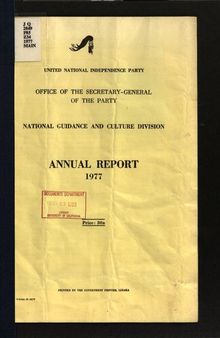 United National Independence Party. Annual Report 1977