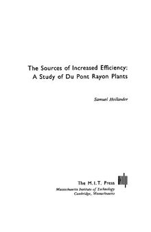 The Sources of Increased Efficiency: A Study of Du Pont Rayon Plants