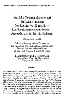 Endliche Gruppenaktionen auf Funktionenmengen: Das Lemma von Burnside -- Repräsentantenkonstruktionen -- Anwendungen in der Musiktheorie